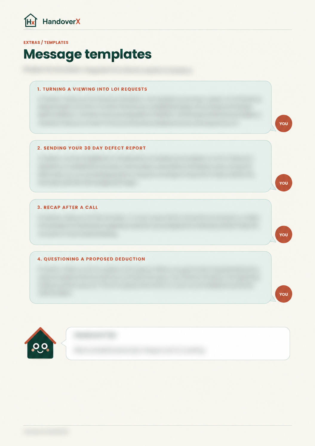 Preview of polite messages for repairs and deposit deductions